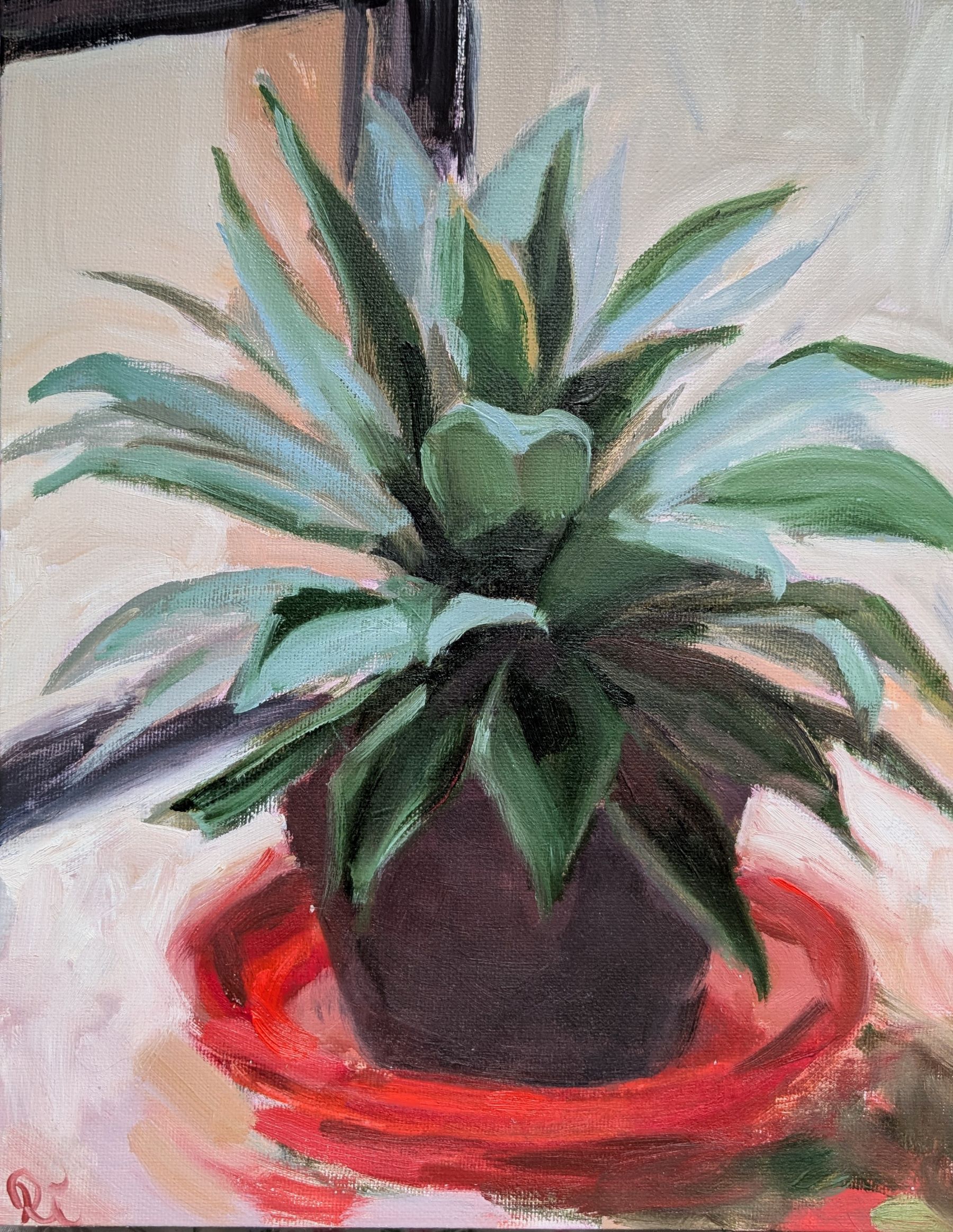 Agave in Blumentopf – Ölgemälde